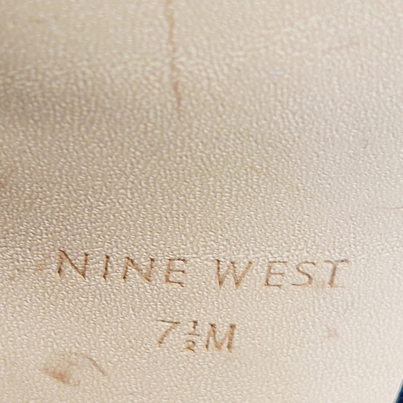 Nine West Ivorie Navy Blue Ankle Strap Buckle OpenToe Platform Chunky Heels i635 - Picture 11 of 12